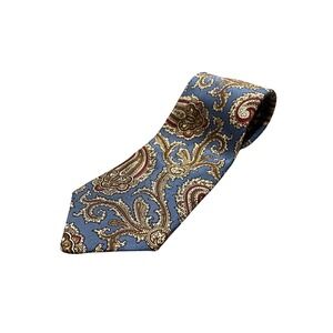 Brooks Brothers Makers Silk Paisley Tie Blue Gold Red Made in USA Italian Fabric